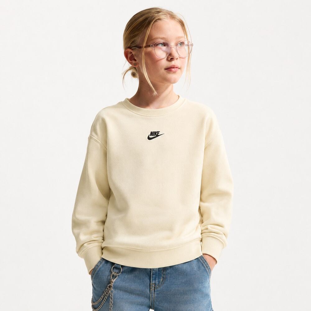 Nike Girls' Sportswear Club Fleece Crew Sweatshirt M